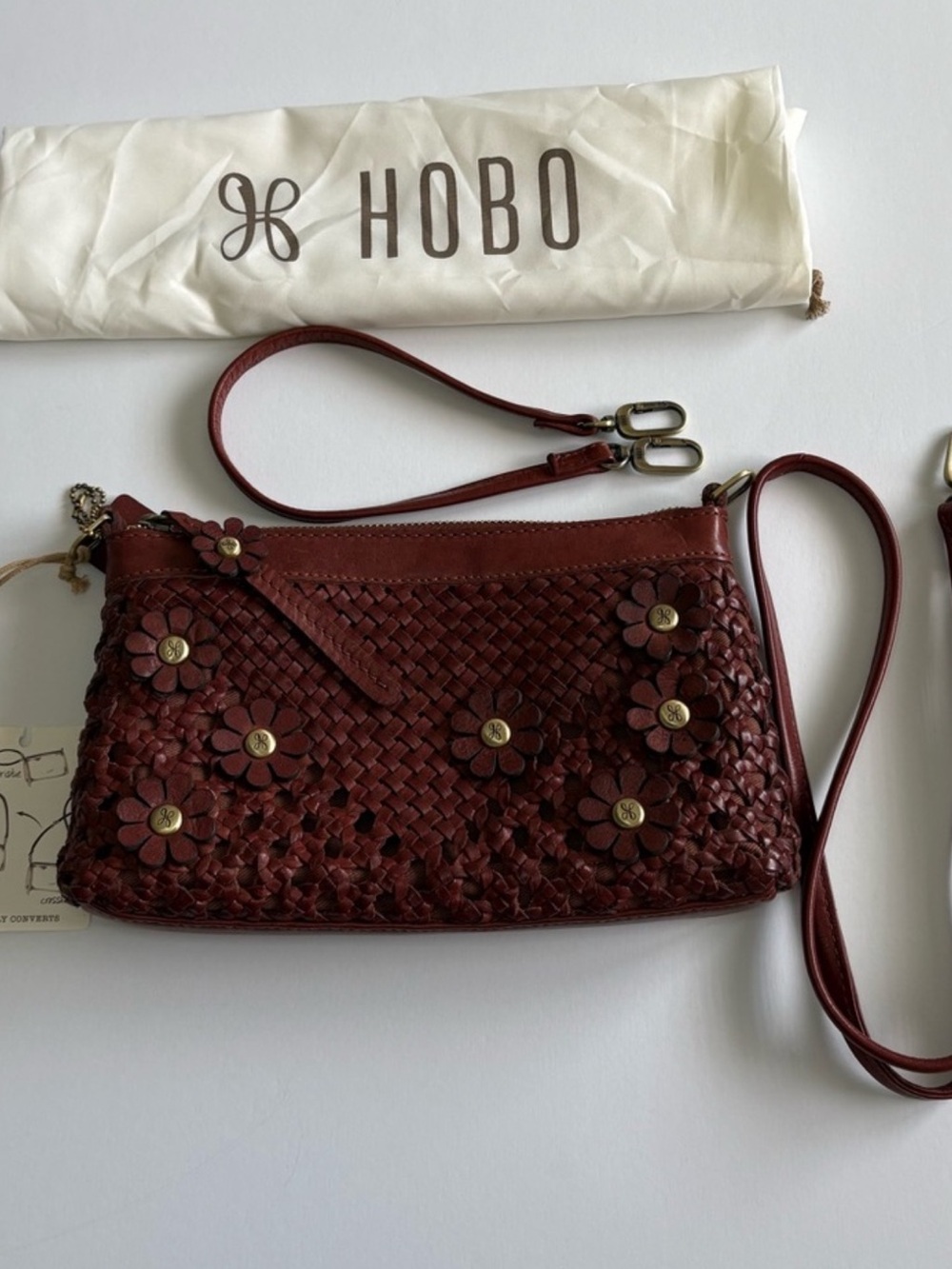 HOBO Woven Leather Crossbody Bag in Deep Burgundy